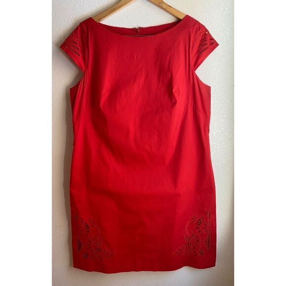 Vince Camuto | Red Cutout Trim Sheath Dress, Size 14 - Picture 1 of 9
